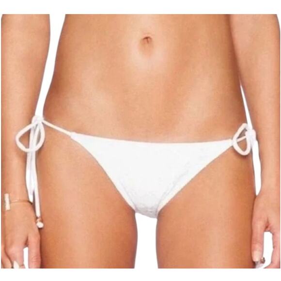 Eberjey Women's Ecru So Solid Sadie Side Tie String Bikini Bottom Size M - Picture 1 of 7